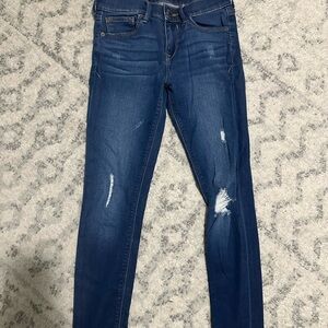 Express Dark Blue Distressed Women Jeggings